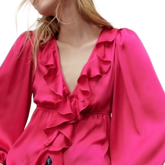 ZARA Ruffled Blouse Small - Picture 1 of 7